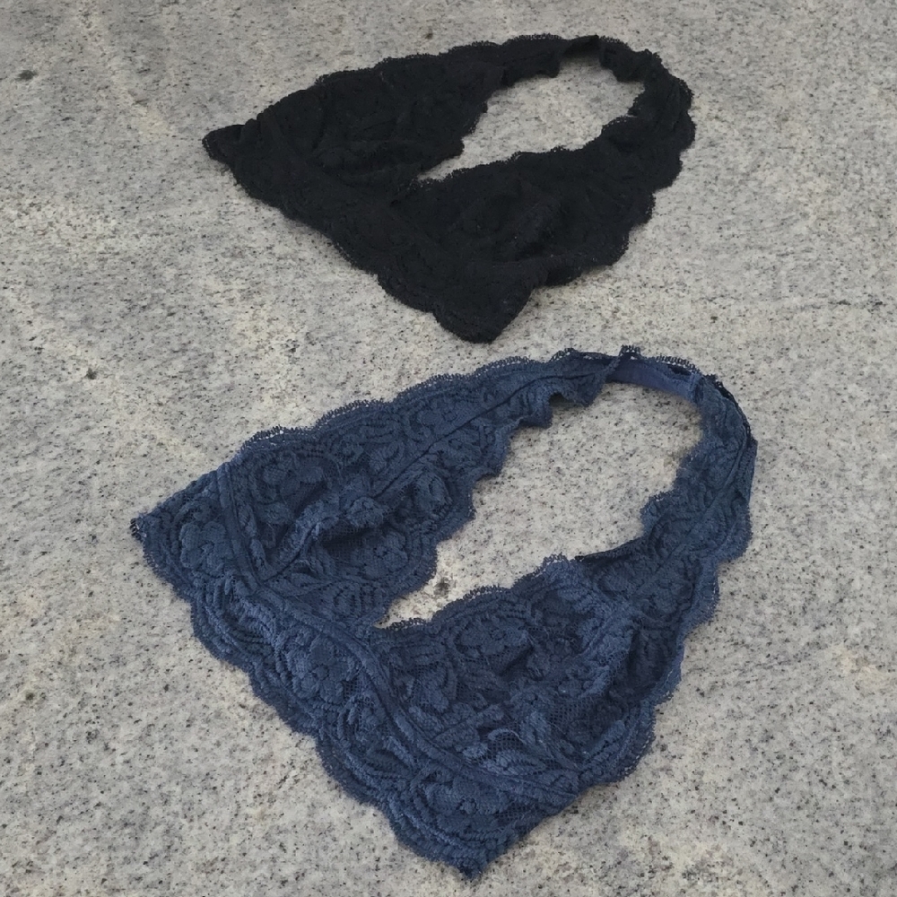Elegant Black and Navy Lace Halter Bralettes/Bra!